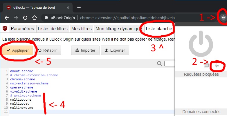 Tutoriel pour désactiver uBlock